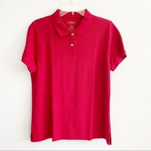 LL Bean Premium Double L Red Polo Shirt, Large